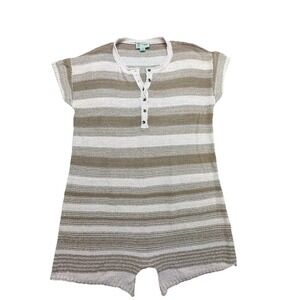 Anthropologie Saturday Sunday Jaden Knit‎ Romper Pink & Tan Stripe Knit Sz L